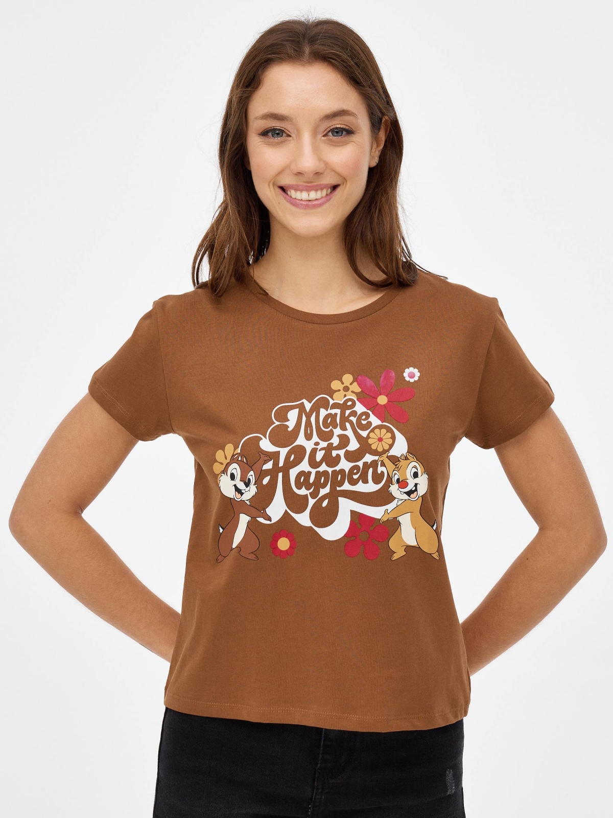 Chip and Chop t-shirt dark brown middle front view