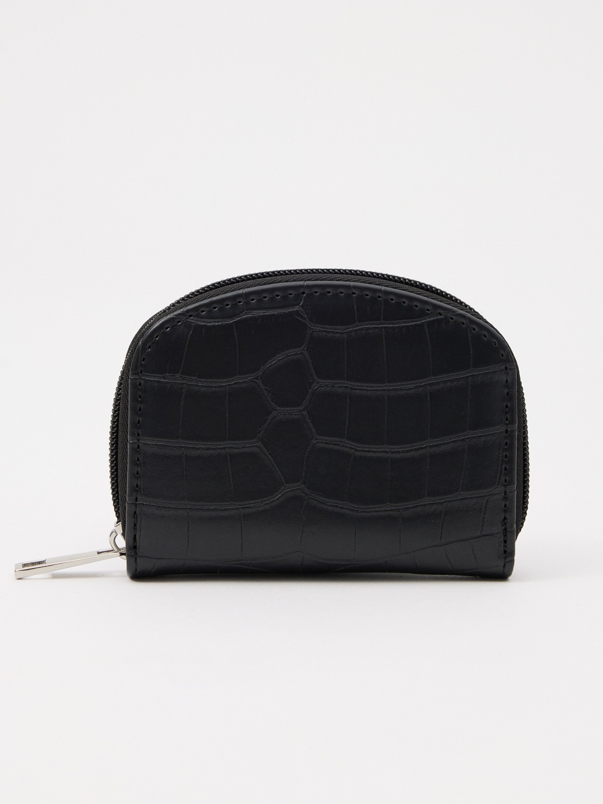 Croc Croc Leatherette Zipper Wallet black
