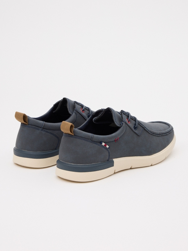 Classic wallaby lace-up shoe navy 45º back view