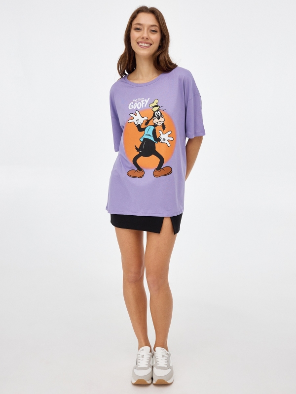 Camiseta Goofy lila vista general frontal