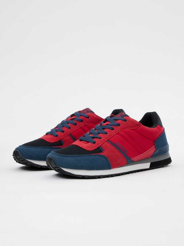 Combined casual sneaker deep red 45º front view