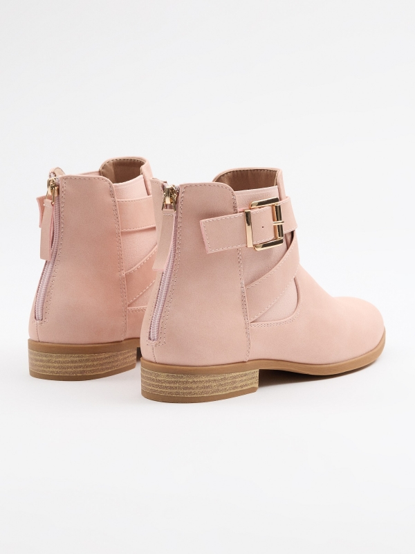 Classic elastic buckle ankle boots nude pink 45º back view