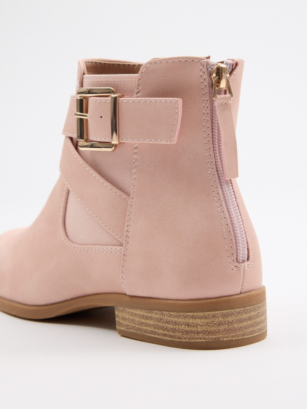 Classic elastic buckle ankle boots nude pink detail view