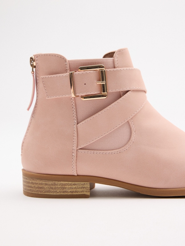 Classic elastic buckle ankle boots nude pink detail view