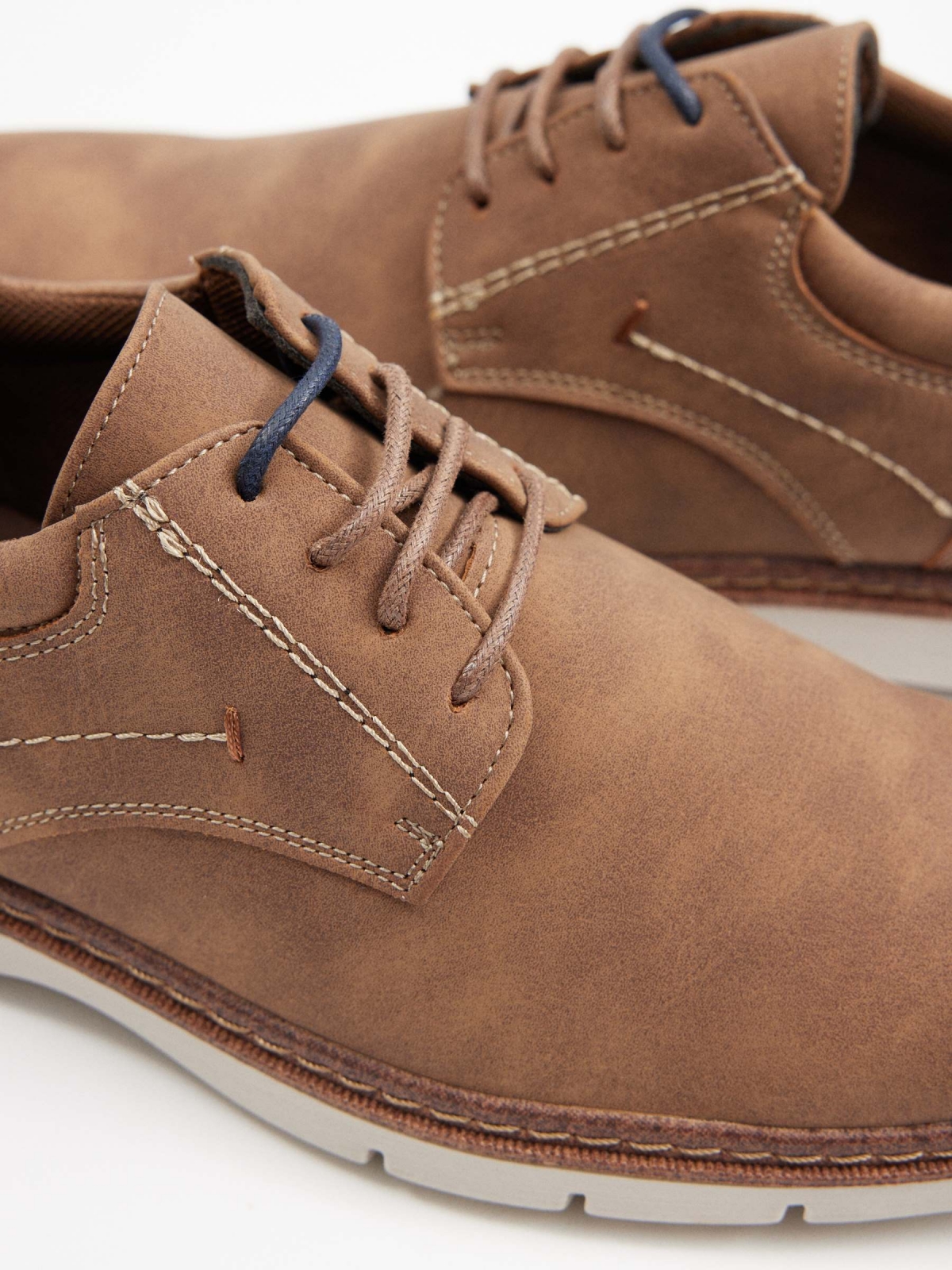 Classic blucher shoe taupe detail view