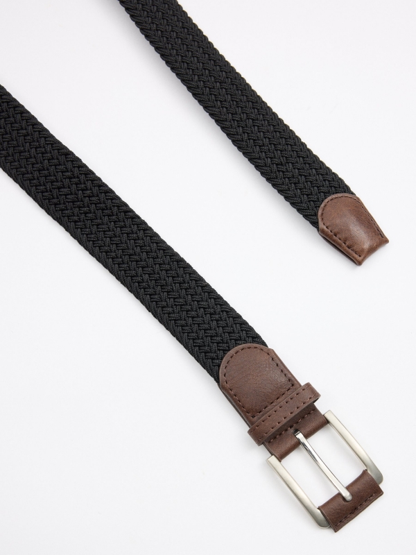 Braided elastic belt black black detail view