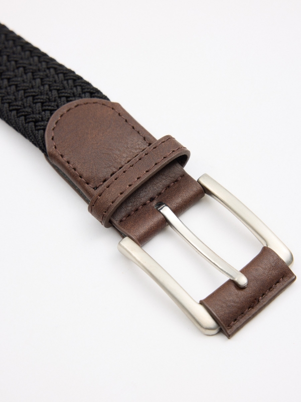 Braided elastic belt black black