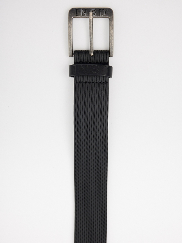 Cinturón hombre negro polipiel negro vista detalle