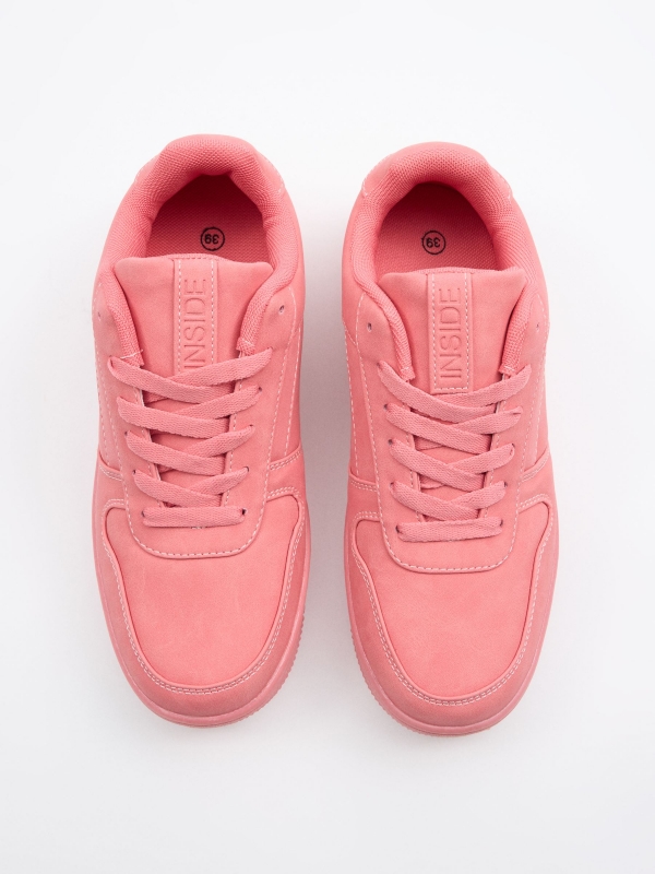 Pink casual sneaker coral zenithal view