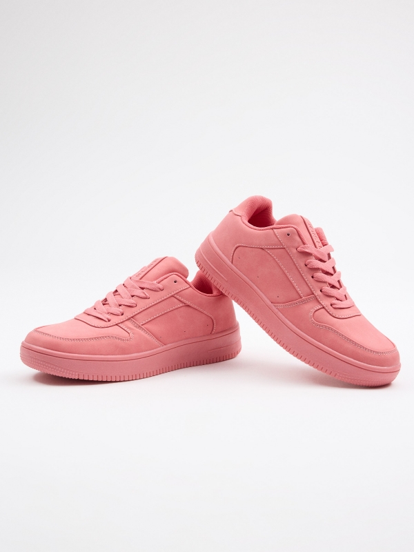Pink casual sneaker coral detail view