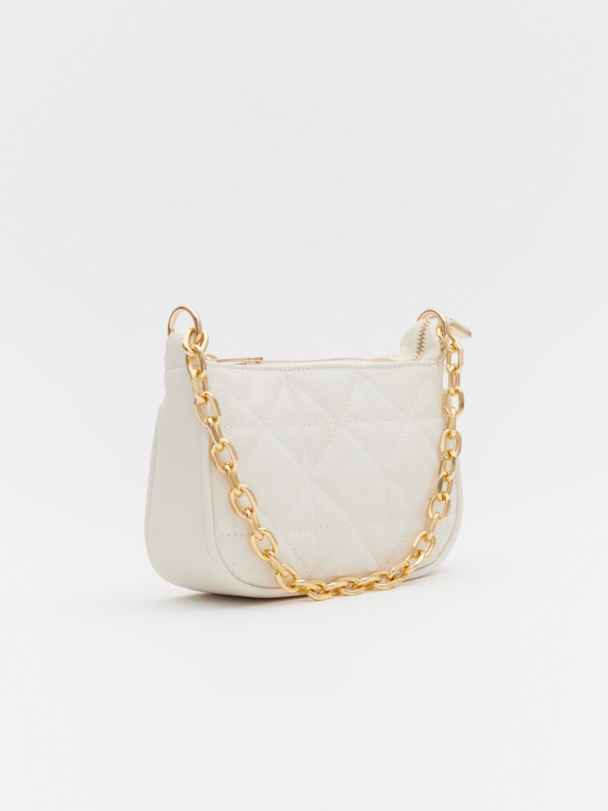 White quilted effect bag off white 45º side view
