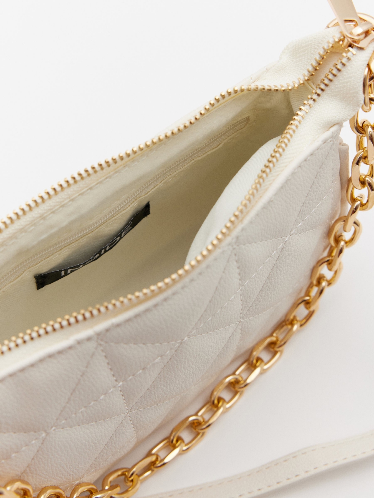 White quilted effect bag off white detail view