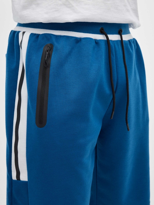 Blue Bermuda jogger shorts electric blue detail view