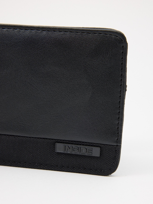 Men's black leatherette wallet black 45º side view