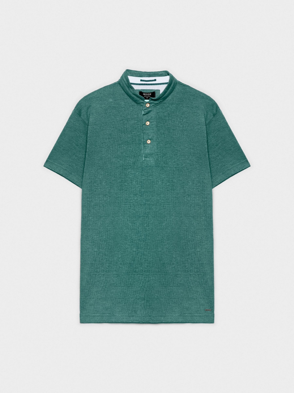  Mao collar textured polo shirt green