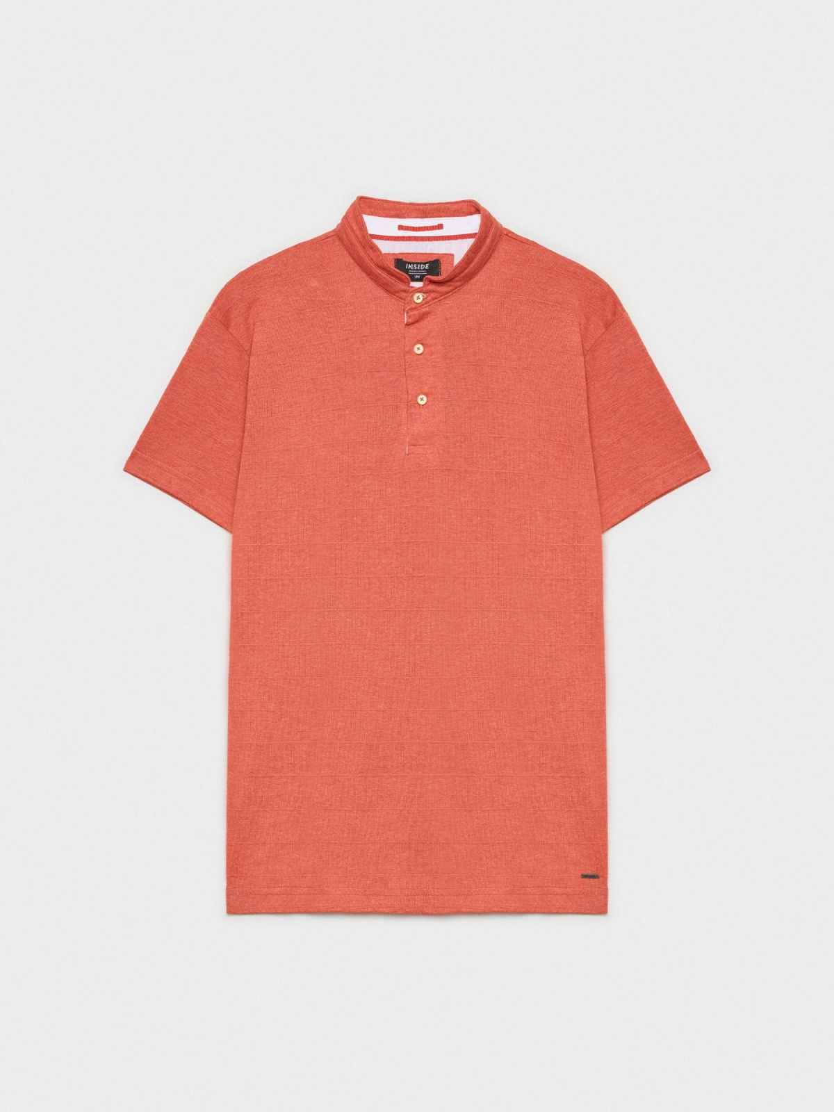  Mao collar textured polo shirt red