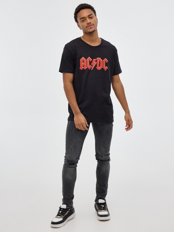 ACDC black T-shirt black front view