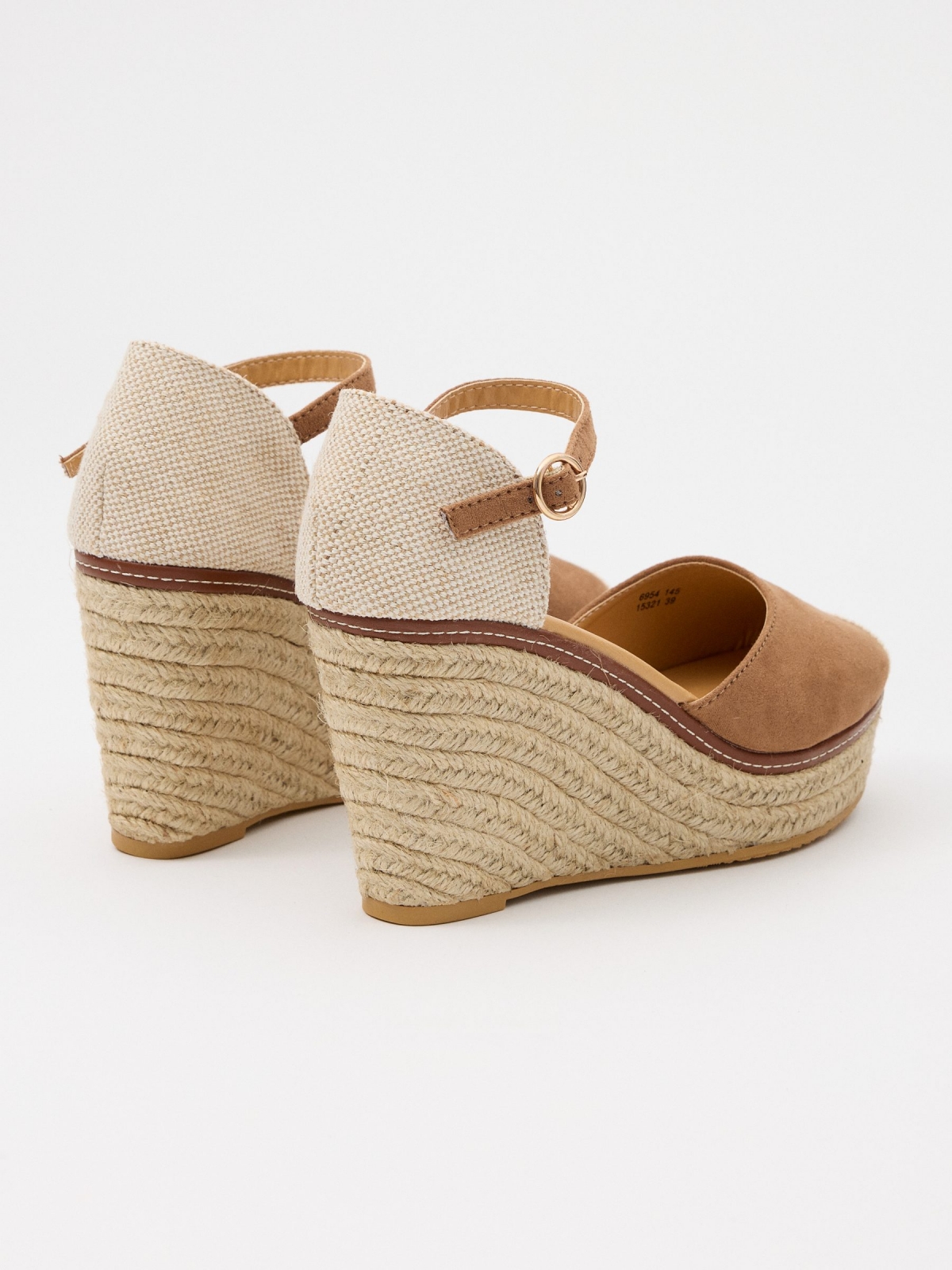 Wedge jute basic closed clogs earth brown 45º back view