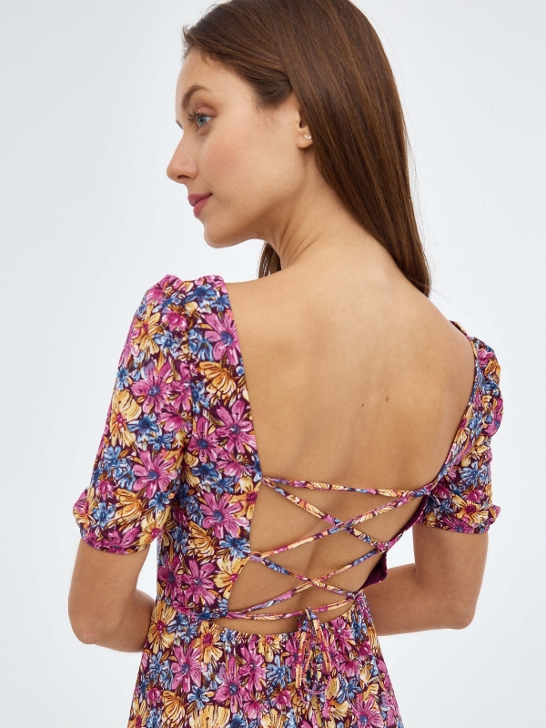 Lace back midi dress multicolor detail view