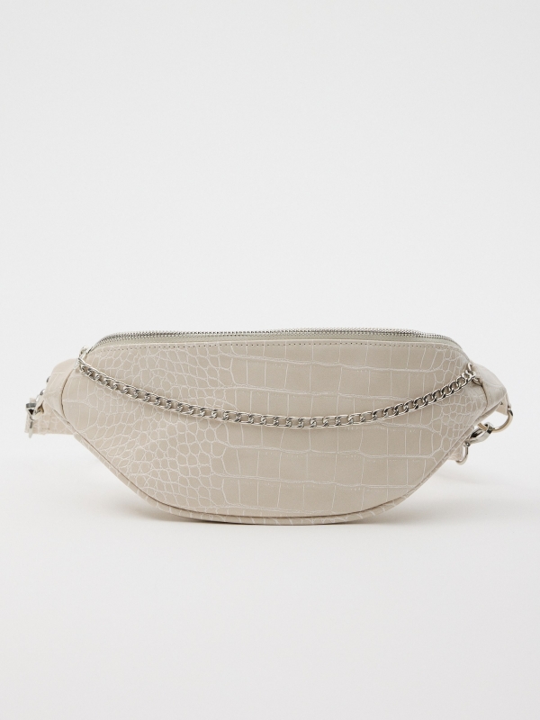 Leather effect fanny pack with chain