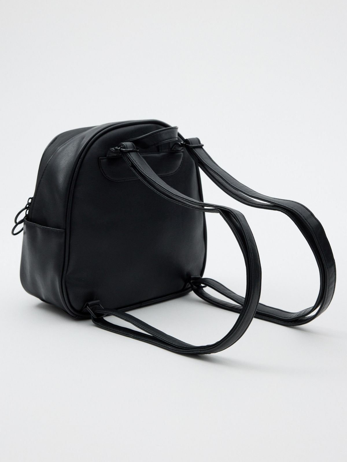 Leatherette casual backpack 45º side view