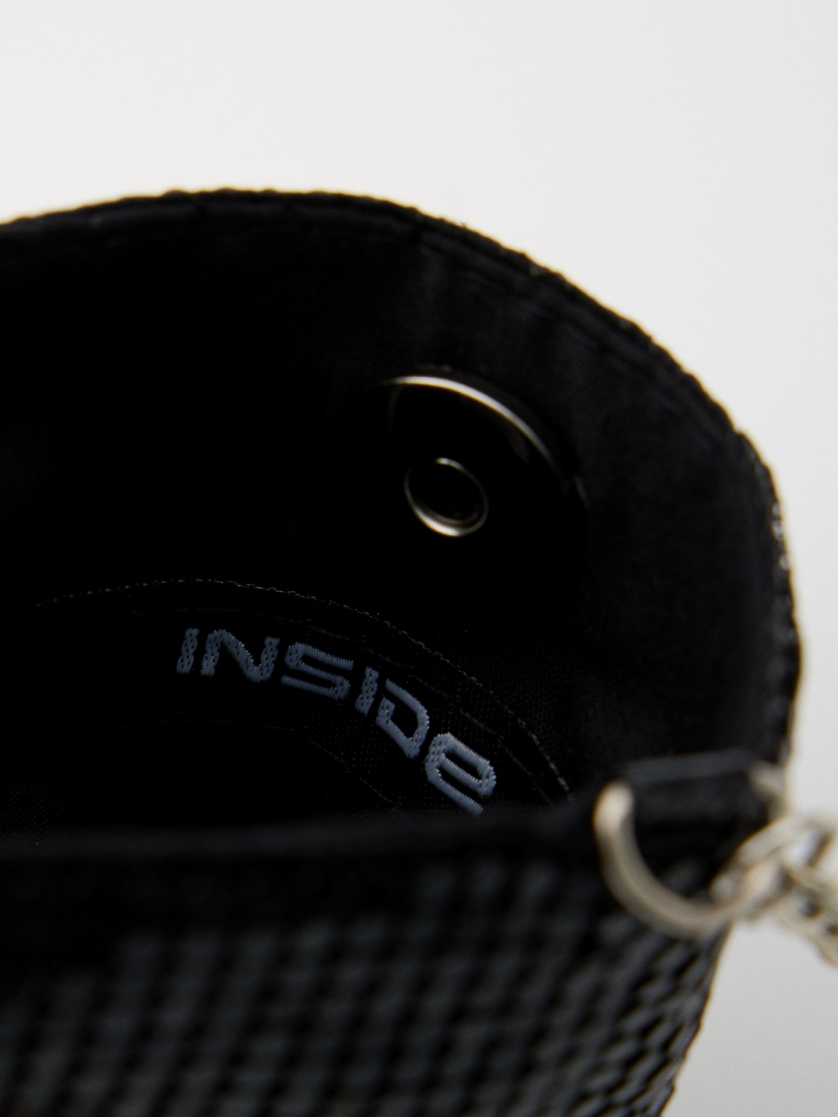 Mini bolsa para smartphone preto vista detalhe