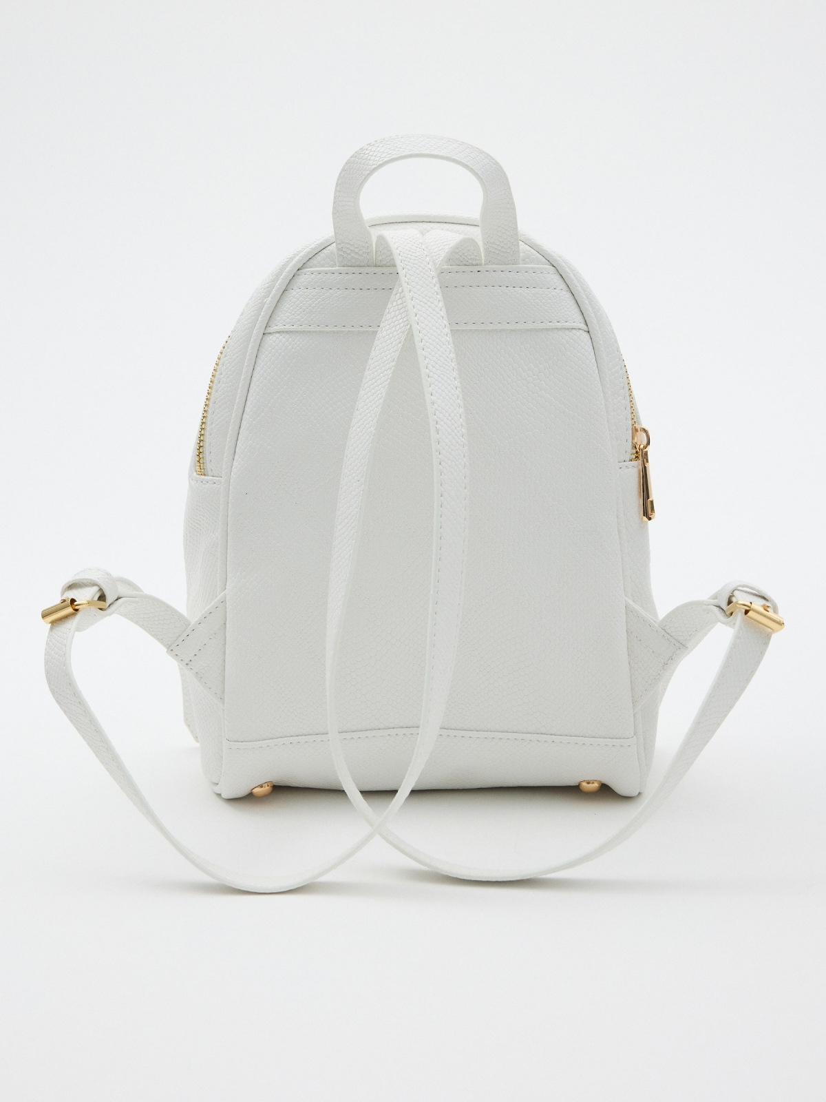 White casual backpack white back view