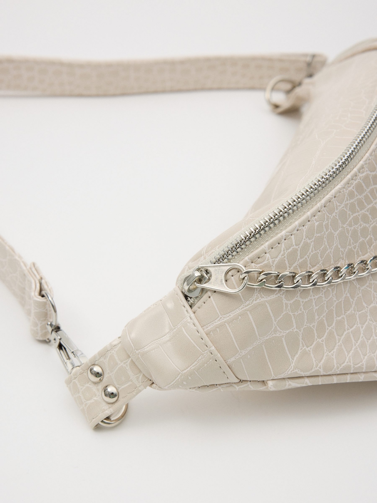 Leather effect fanny pack with chain detail view