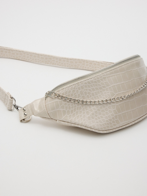 Leather effect fanny pack with chain detail view