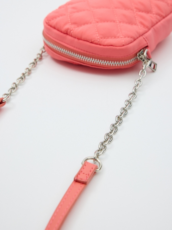 Mini bolso polipiel rosa coral vista detalle