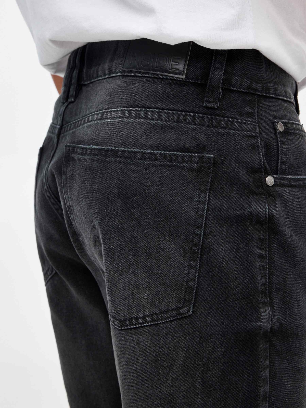 Regular black denim bermuda shorts black detail view