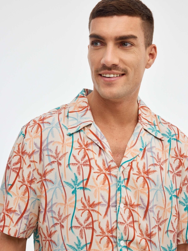 Camisa de palma multicolorida off white vista detalhe