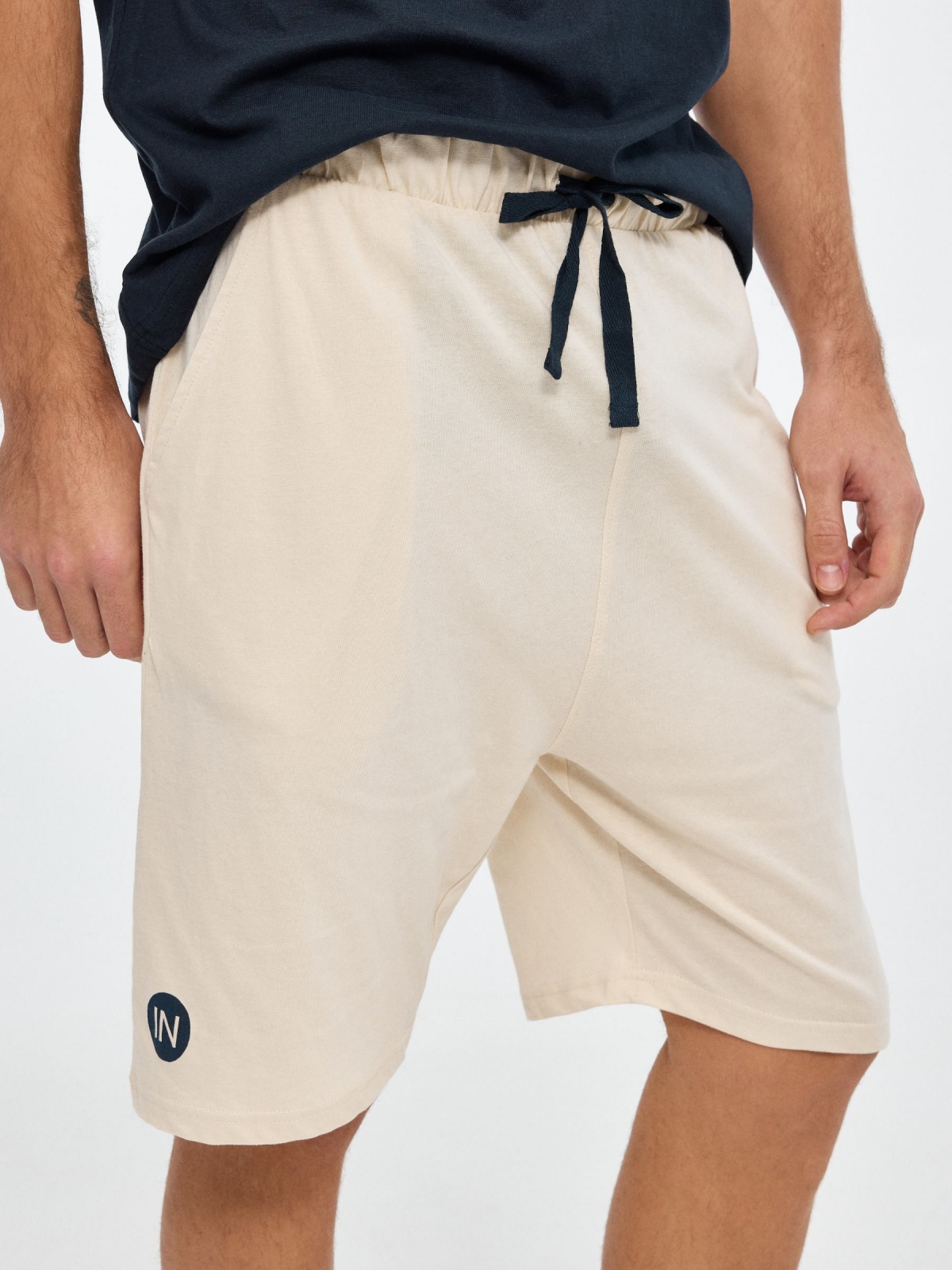 Men's short sleeve pajamas blue detail view