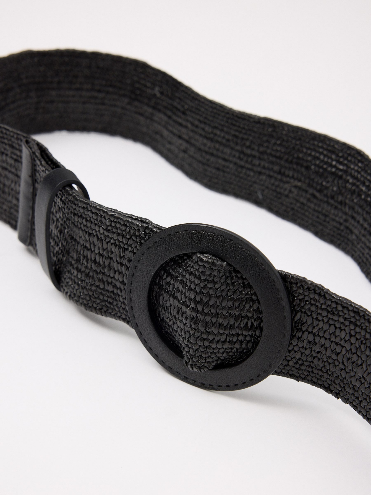 Round buckle elastic belt black
