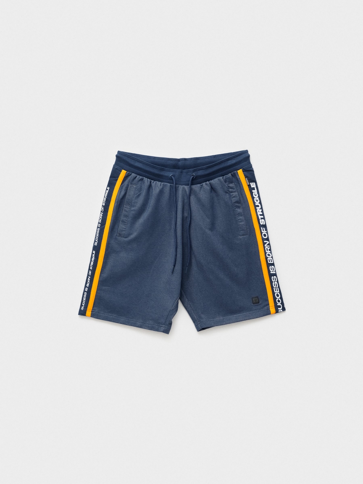  Textured Bermuda jogger shorts steel blue