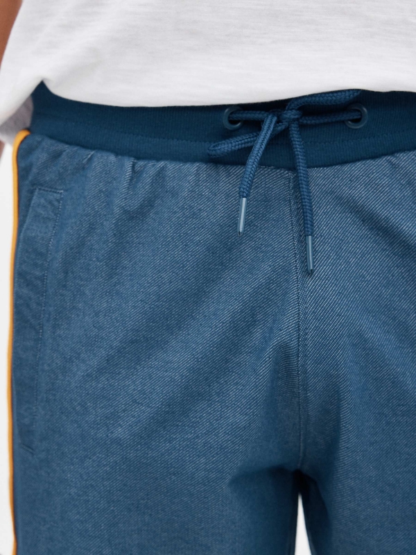 Textured Bermuda jogger shorts steel blue detail view