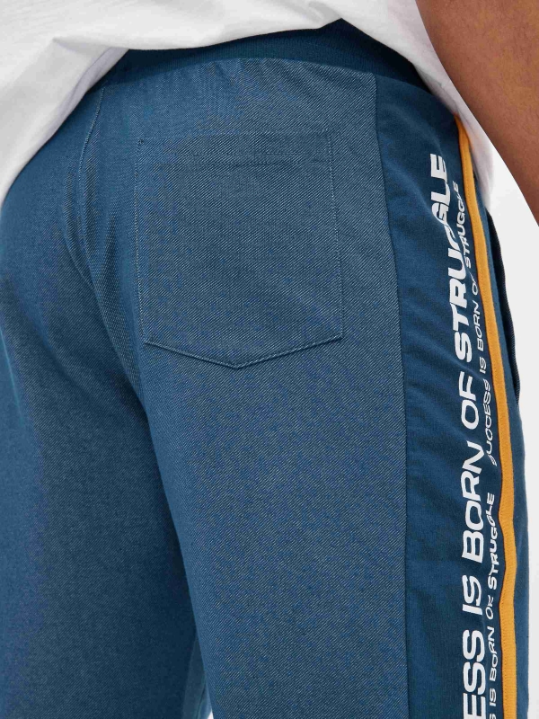Textured Bermuda jogger shorts steel blue detail view