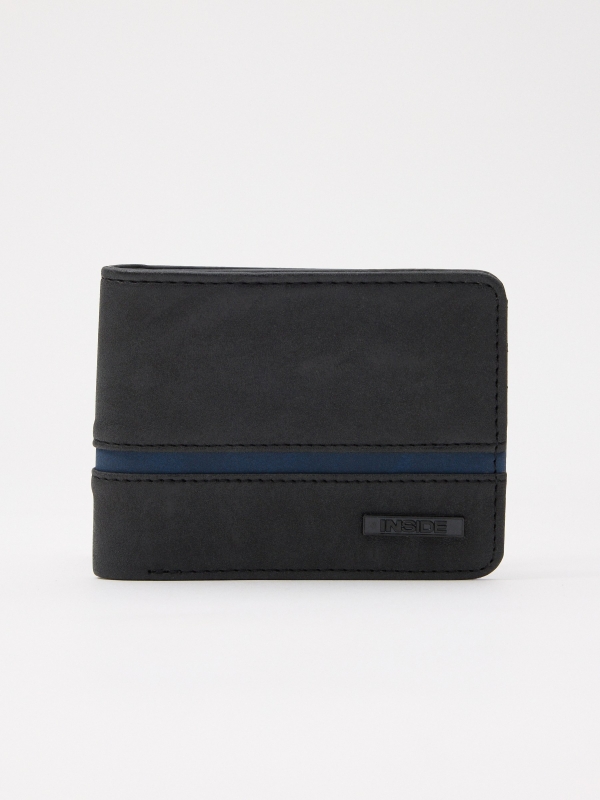 Black and blue leatherette wallet black
