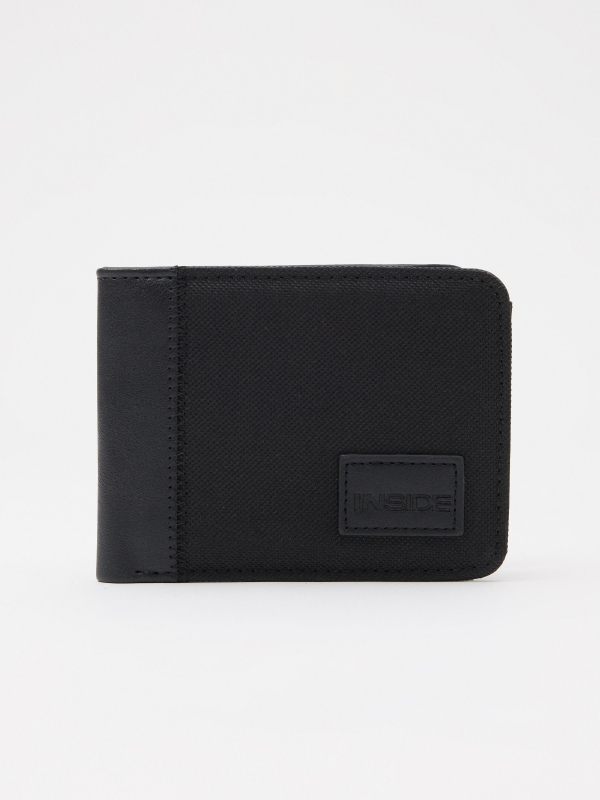 Black leatherette and canvas briefcase black