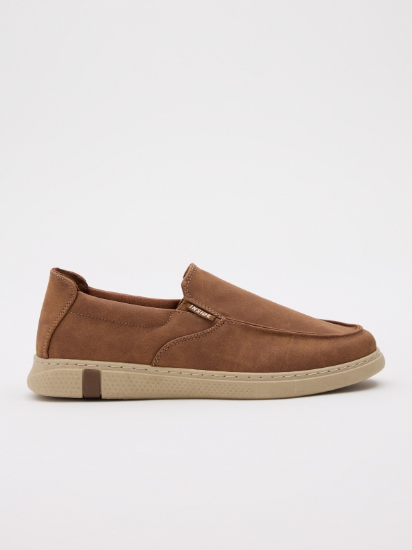 Sneakers with elastic band light brown