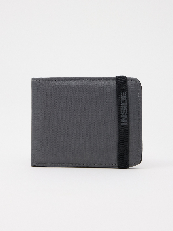 Wallet with elastic closure dark grey