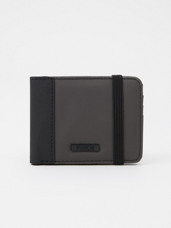 Brown wallet with elastic clasp grey