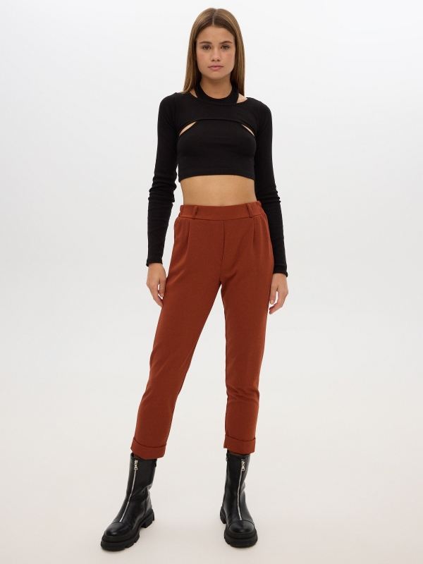 Jogger pants brown front view