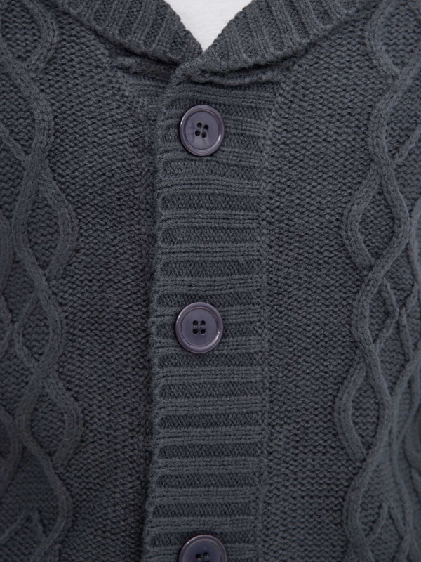 Knitted jacket stone grey detail view