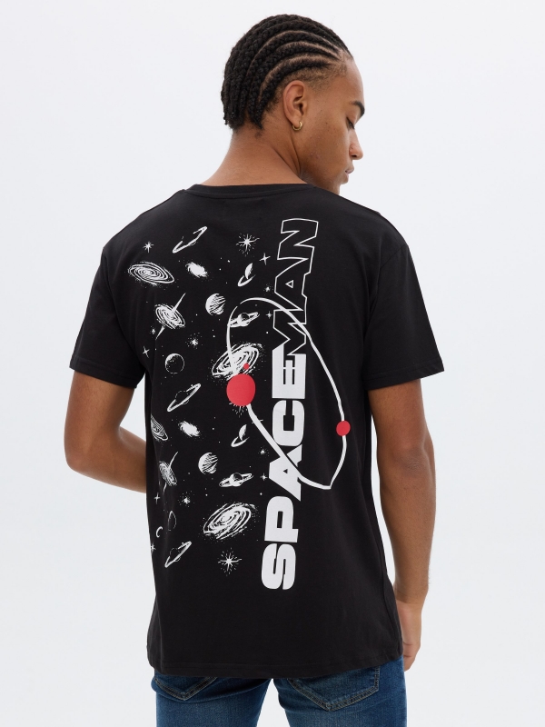 T-shirt espacial preto vista meia traseira