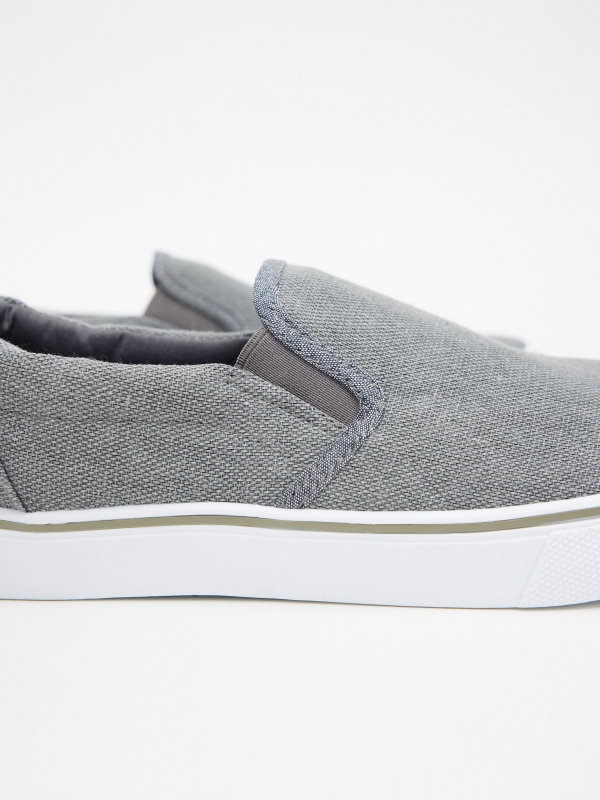 Gray elastic canvas sneaker grey detail view