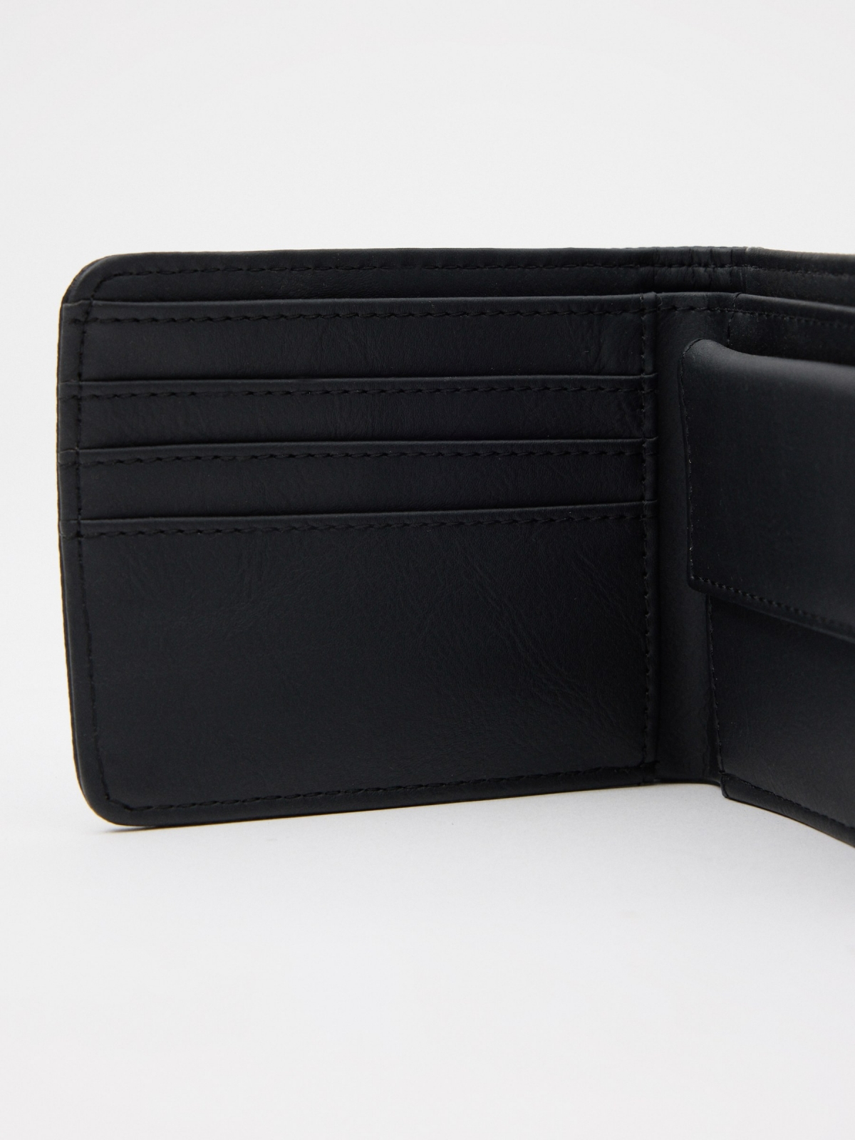 Black leatherette wallet with elastic band black 45º side view