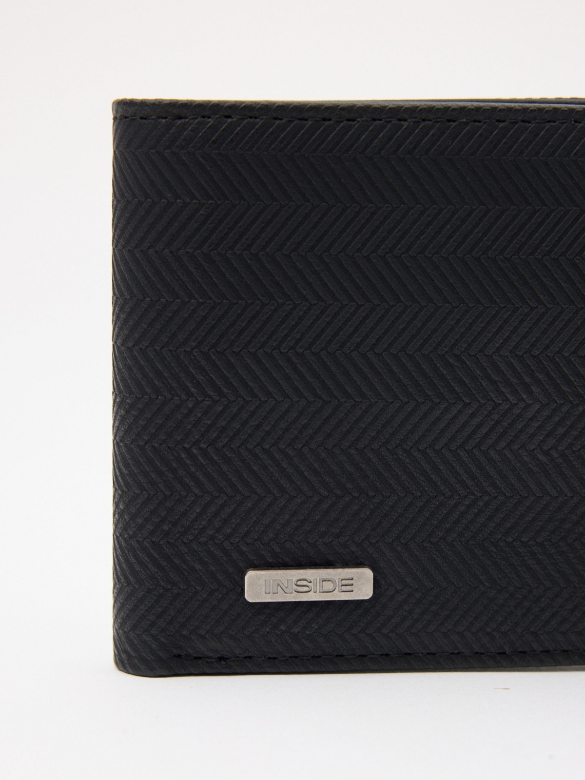 Black leatherette wallet with elastic band black detail view