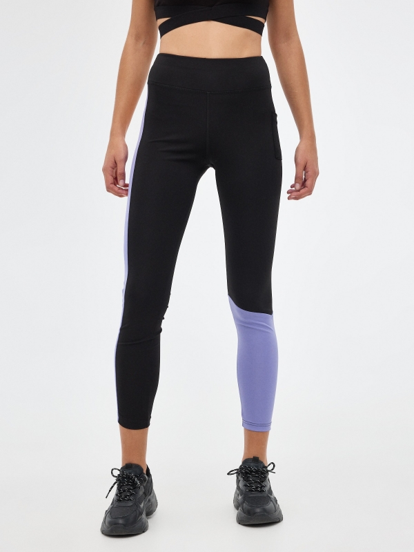 Leggings with colored details black middle front view