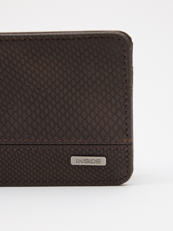 Brown leatherette wallet brown 45º side view
